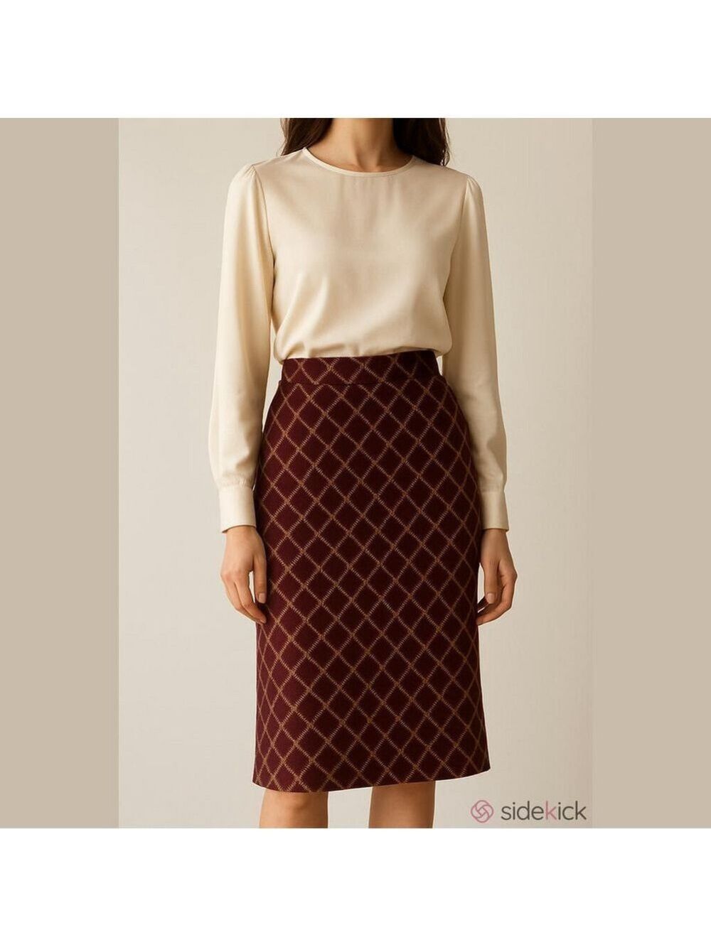 Vintage 70s Plaid Modest Midi Skirt Janette